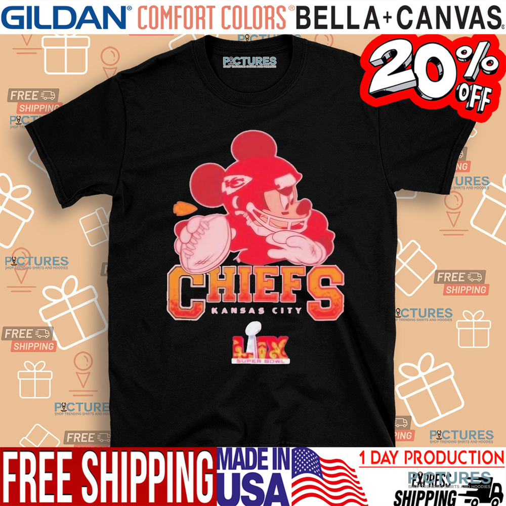 Kansas City Chiefs Junk Food Disney Mickey Qb Super Bowl Lix Shirt