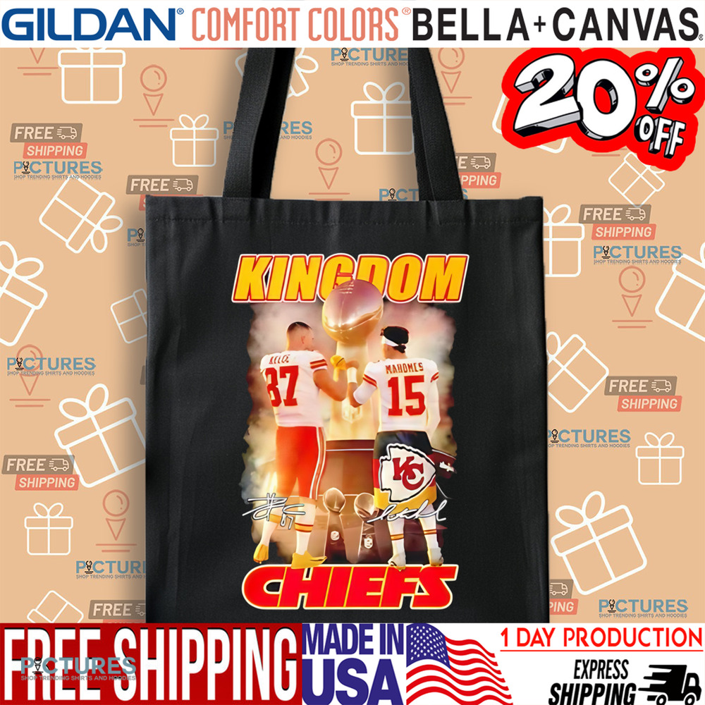 Kansas City Chiefs Kelce and Mahomes Kingdom trophy signature shirt