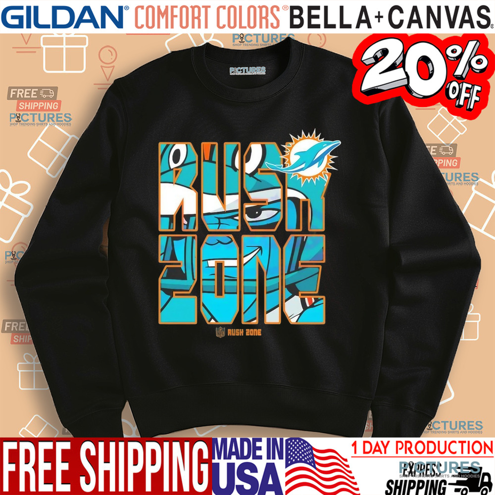 Miami Dolphins NFL rush zone cartoon football logo shirt