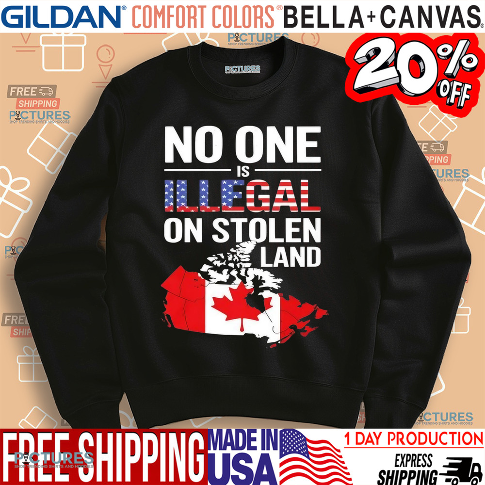 No one is illegal on Stolen Land Canada map shirt