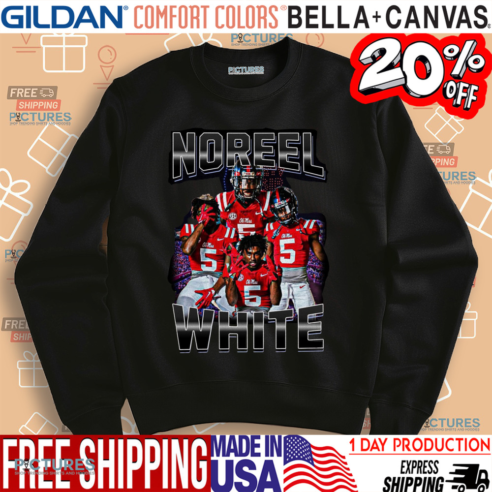 Noreel White Ole Miss Rebels football number 5 shirt