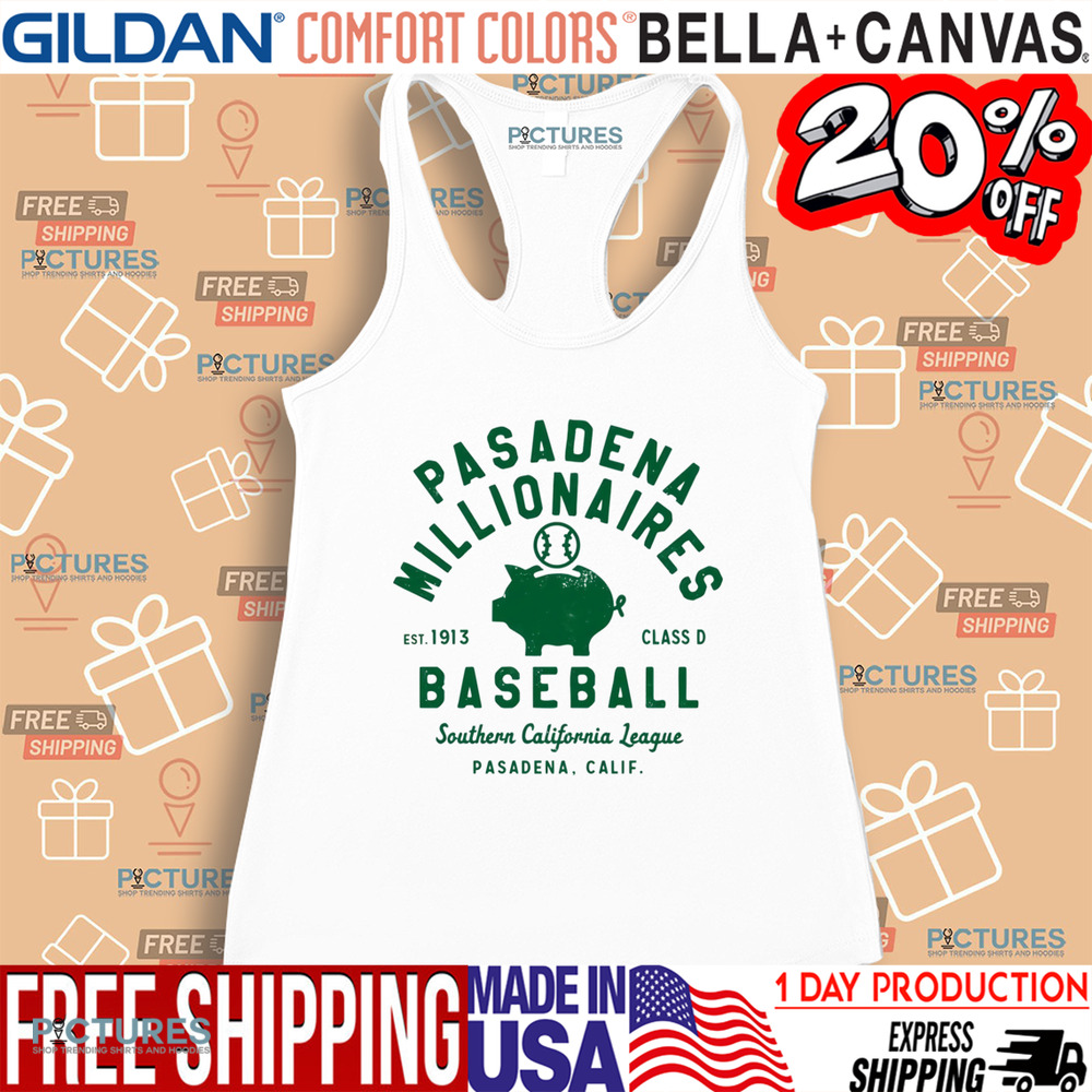 Pasadena Millionaires Vintage Defunct Baseball Teams Southern California League Shirt