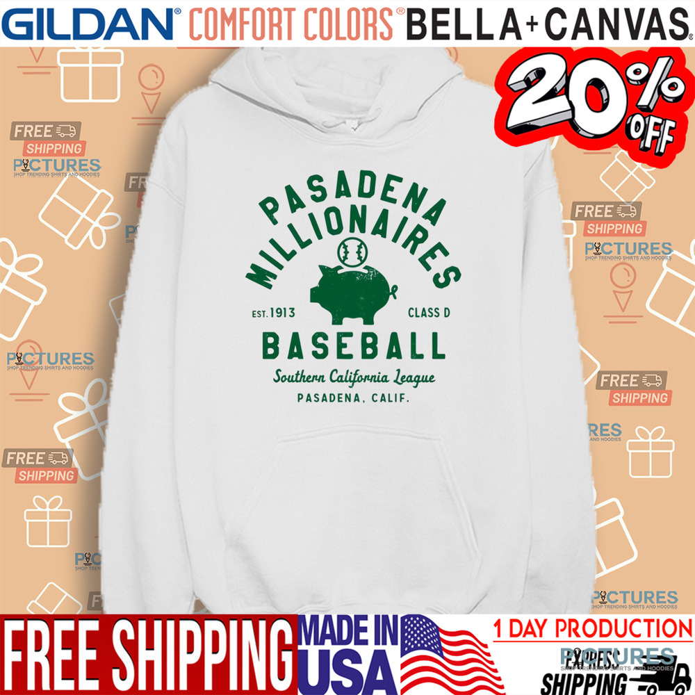 Pasadena Millionaires Vintage Defunct Baseball Teams Southern California League Shirt