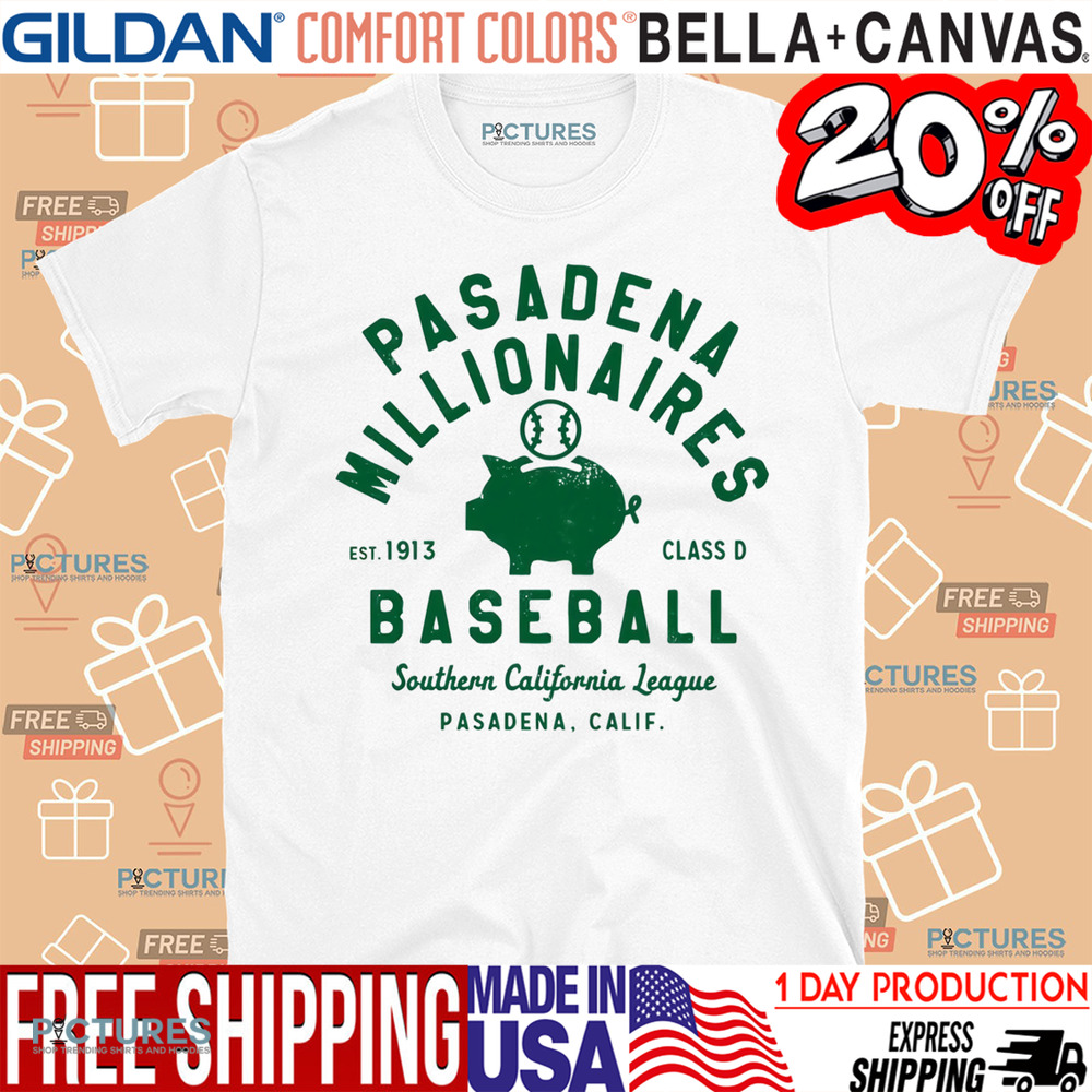 Pasadena Millionaires Vintage Defunct Baseball Teams Southern California League Shirt