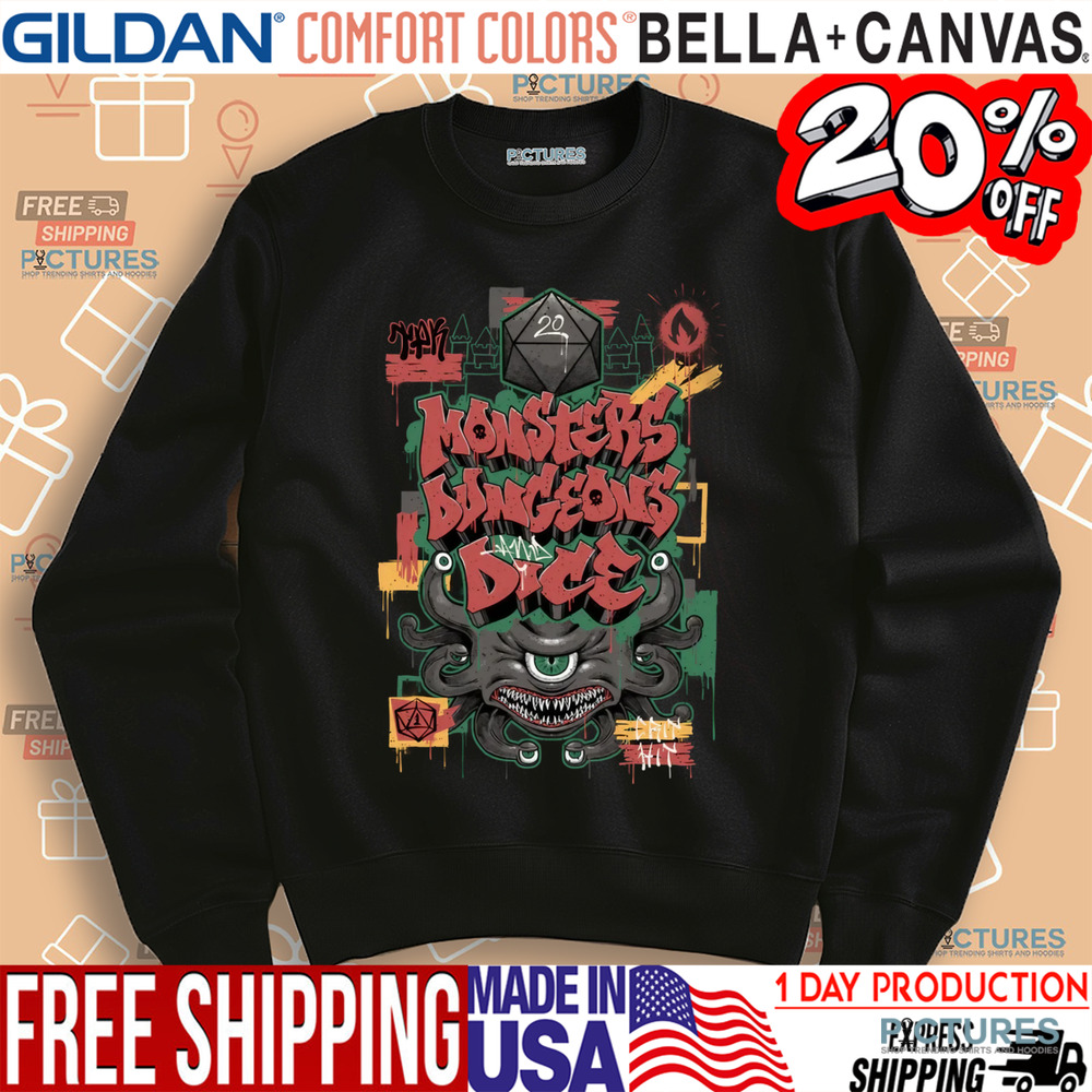 RPG Graffiti Monsters Dungeons Dice Shirt