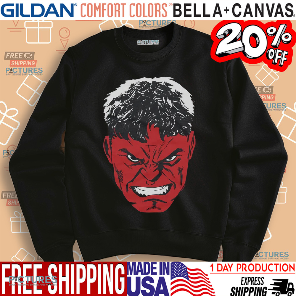 Red Hulk Avenger big face shirt