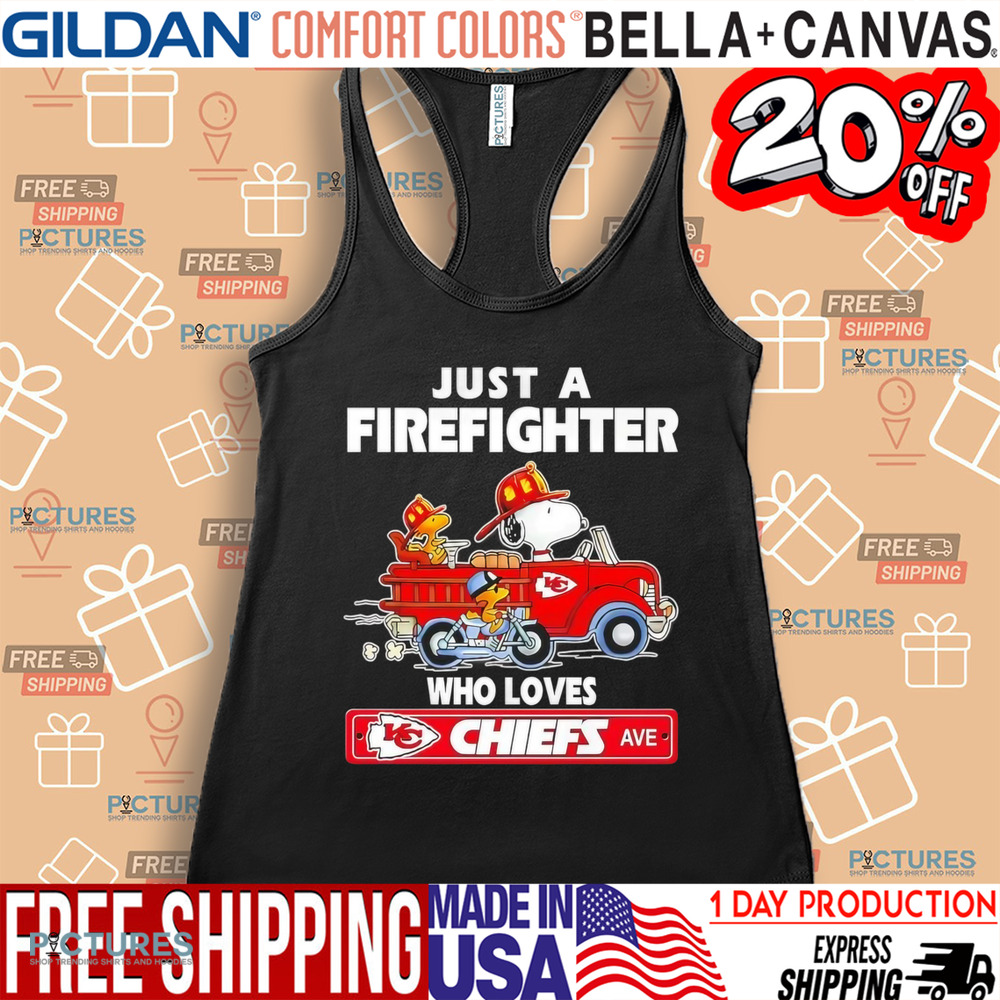 Snoopy and Woodstock Driver Just a Firefighter Who Loves Kansas City Chiefs shirt