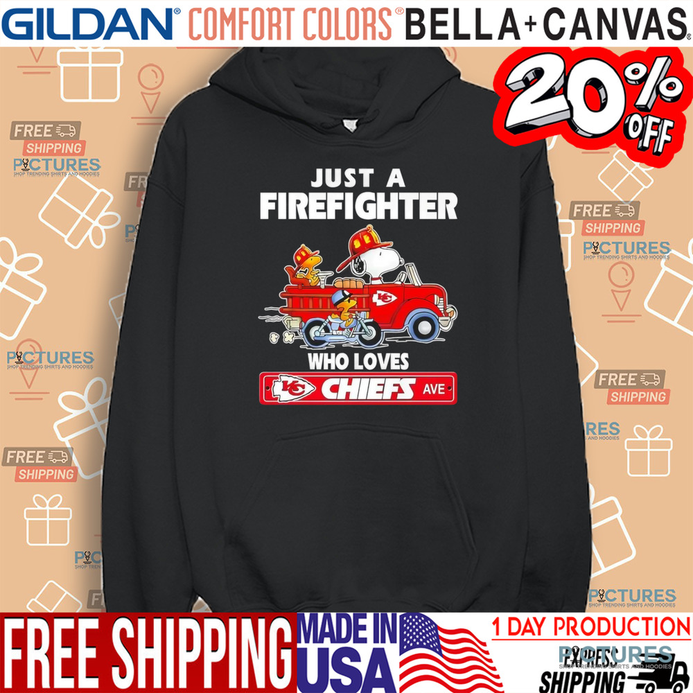 Snoopy and Woodstock Driver Just a Firefighter Who Loves Kansas City Chiefs shirt