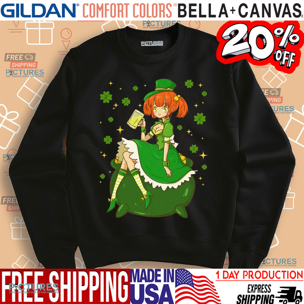 St Patrick's Day Kawaii Anime Leprechaun Girl Shamrock Shirt