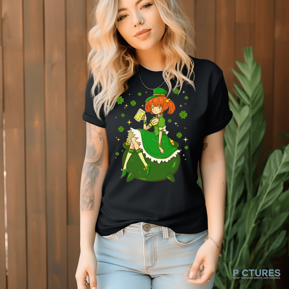 St Patrick's Day Kawaii Anime Leprechaun Girl Shamrock Shirt St Patrick's Day Kawaii Anime Leprechaun Girl Shamrock Shirt