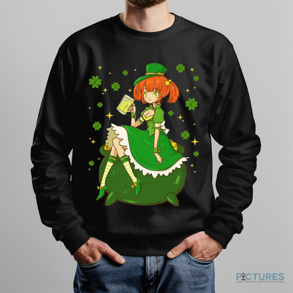 St Patrick's Day Kawaii Anime Leprechaun Girl Shamrock Shirt St Patrick's Day Kawaii Anime Leprechaun Girl Shamrock Shirt