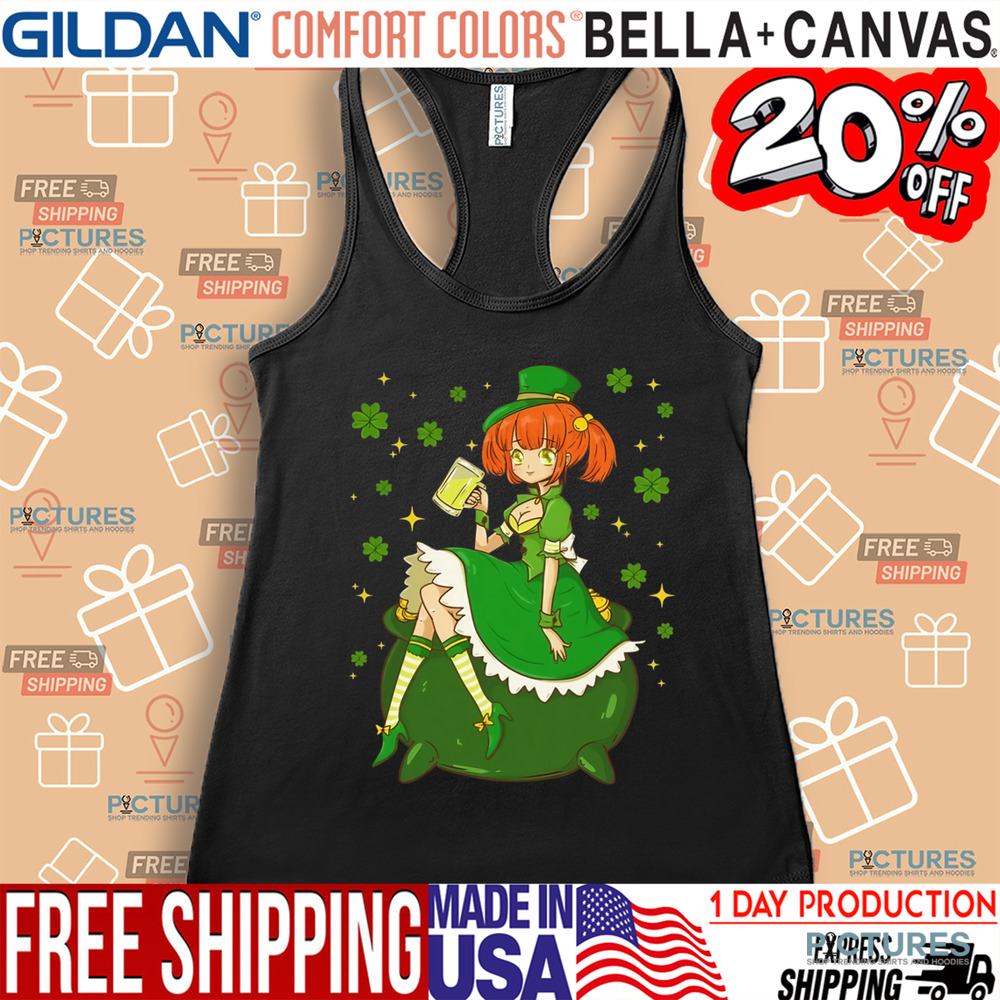 St Patrick's Day Kawaii Anime Leprechaun Girl Shamrock Shirt St Patrick's Day Kawaii Anime Leprechaun Girl Shamrock Shirt
