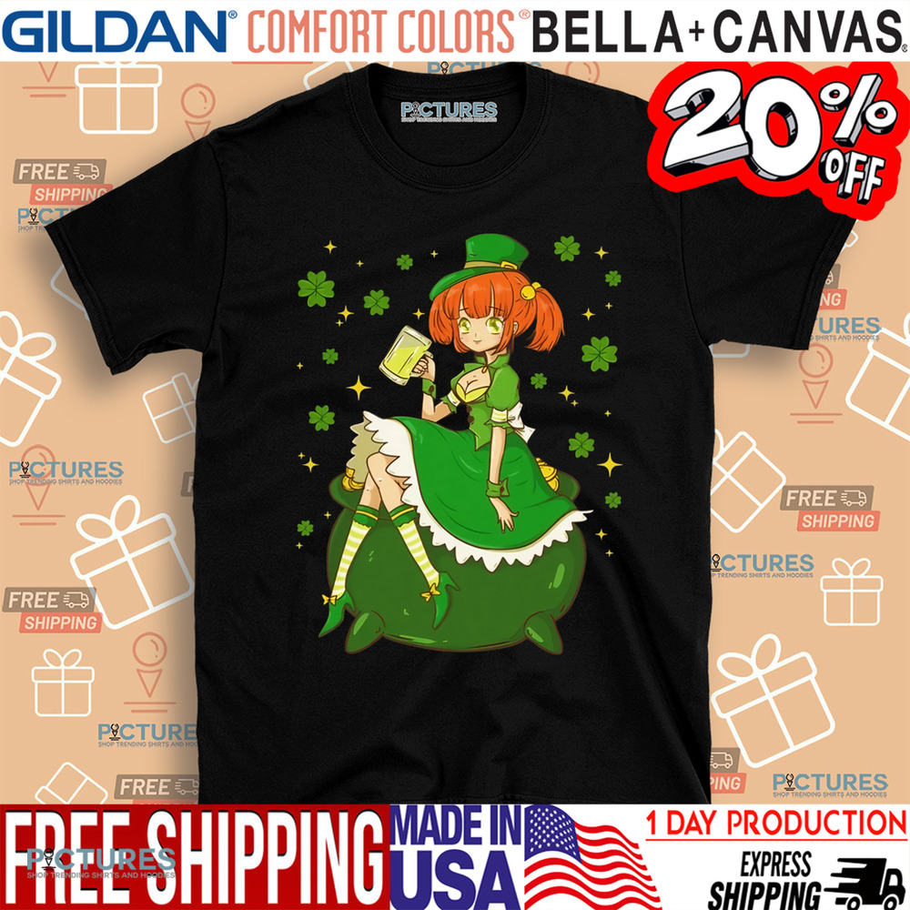 St Patrick's Day Kawaii Anime Leprechaun Girl Shamrock Shirt St Patrick's Day Kawaii Anime Leprechaun Girl Shamrock Shirt