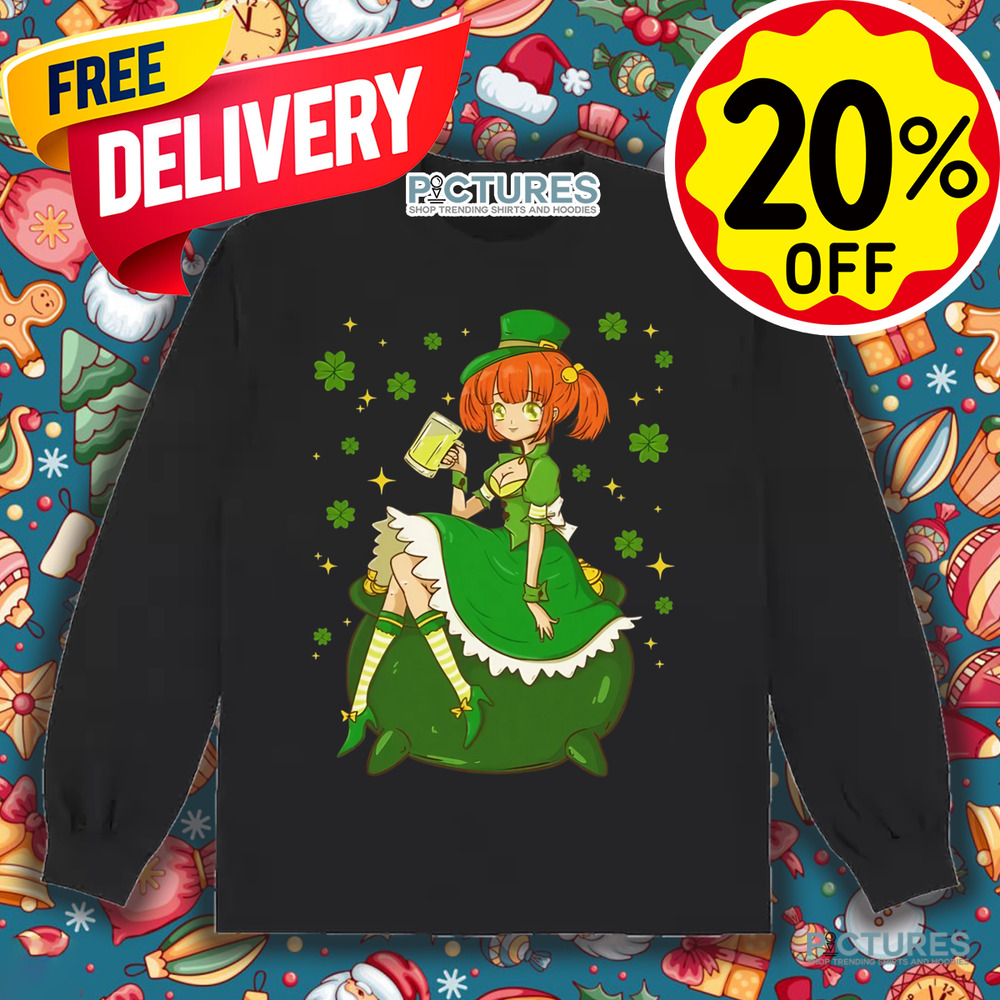 St Patrick's Day Kawaii Anime Leprechaun Girl Shamrock Shirt St Patrick's Day Kawaii Anime Leprechaun Girl Shamrock Shirt
