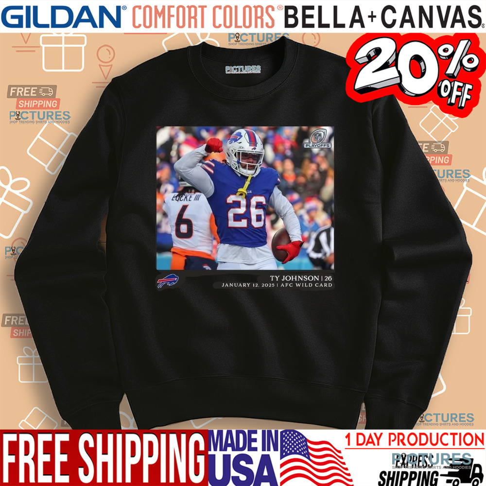 Ty Johnson Buffalo Bills NFL Flash Features Wild Card Shirt
