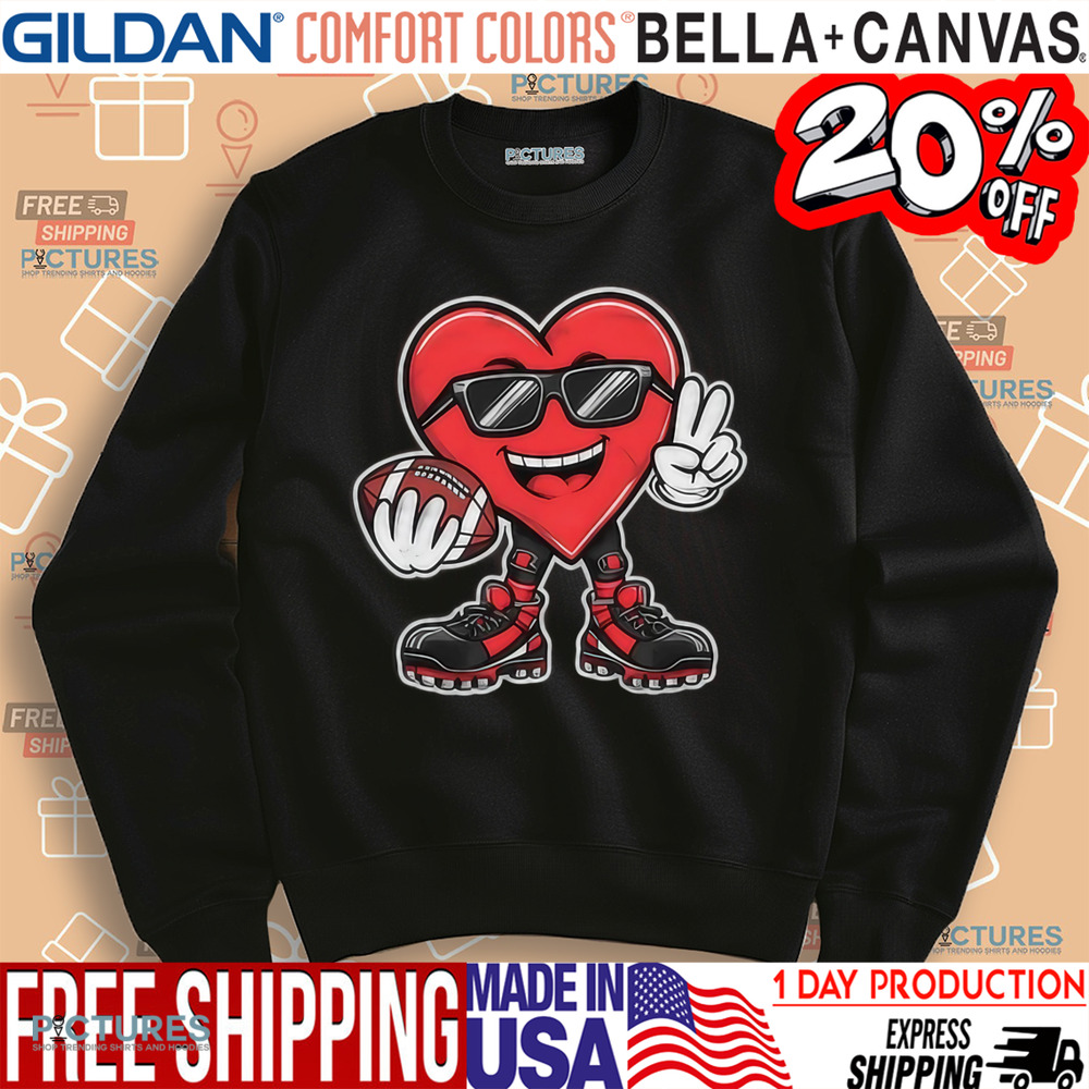 Valentine's Day Heart Playing Football Shirt