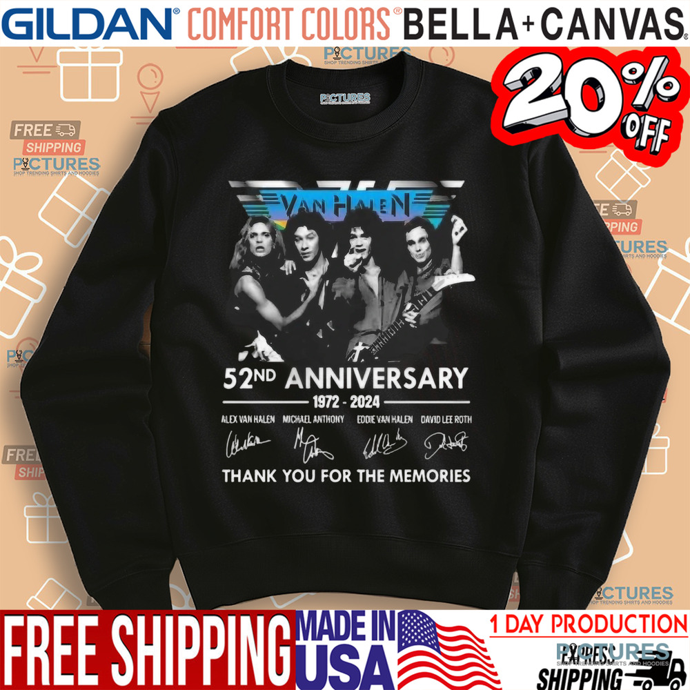 Van Halen 52nd Anniversary 1972-2024 Thank You For The Memories Signatures Shirt