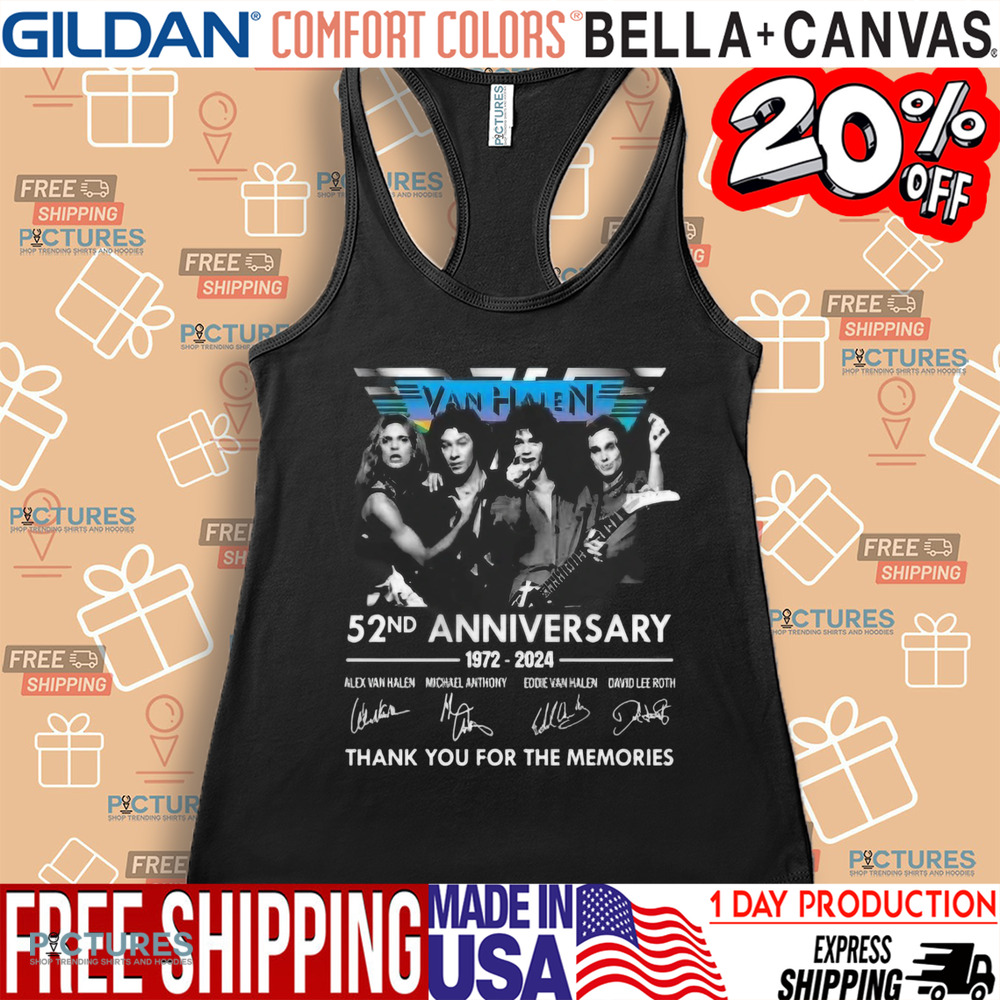 Van Halen 52nd Anniversary 1972-2024 Thank You For The Memories Signatures Shirt