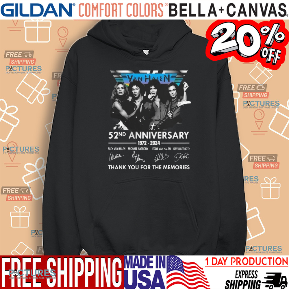 Van Halen 52nd Anniversary 1972-2024 Thank You For The Memories Signatures Shirt