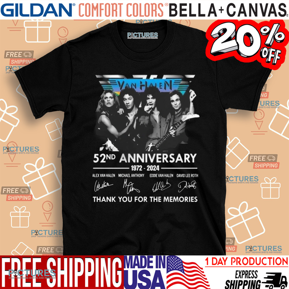 Van Halen 52nd Anniversary 1972-2024 Thank You For The Memories Signatures Shirt