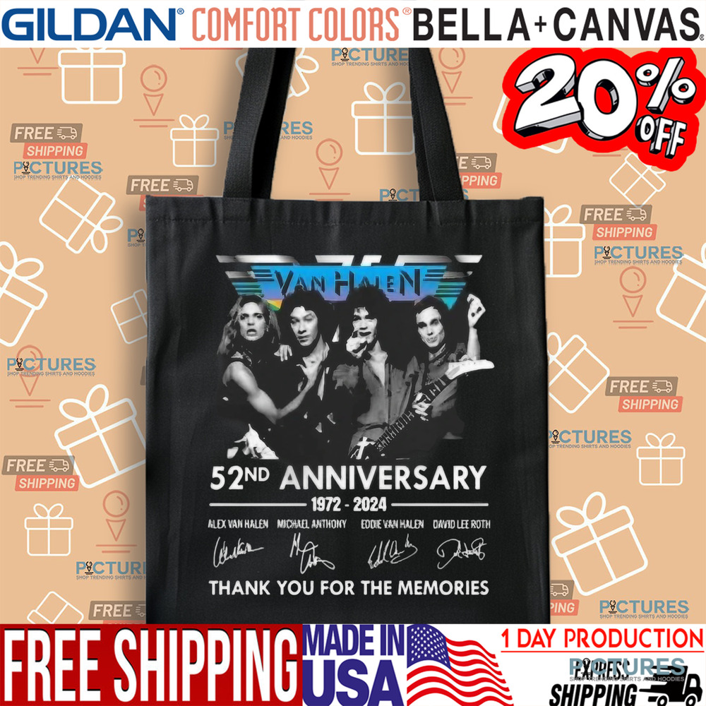 Van Halen 52nd Anniversary 1972-2024 Thank You For The Memories Signatures Shirt