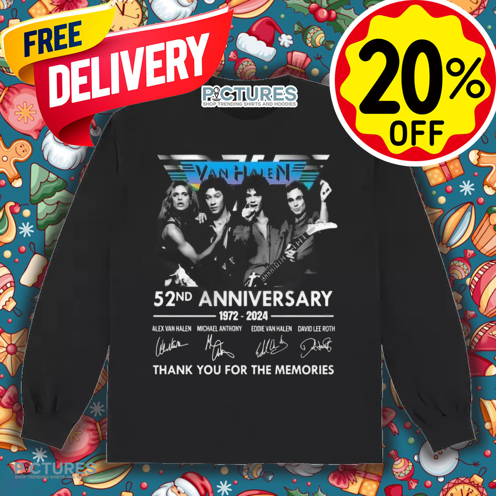 Van Halen 52nd Anniversary 1972-2024 Thank You For The Memories Signatures Shirt