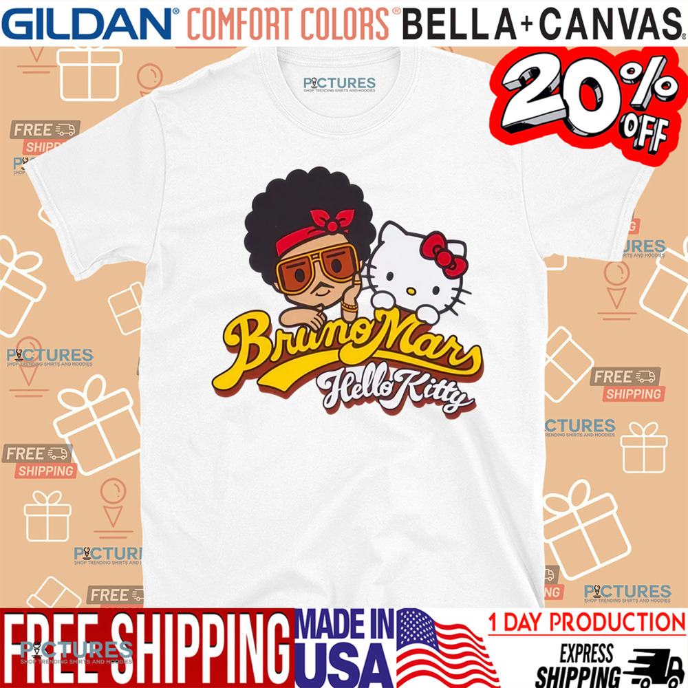 Hello Kitty and Bruno Mars Logo Script Shirt