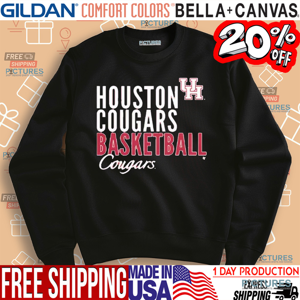 Houston Cougars Basketball Cougars Text Overlay Shirt Houston Cougars Basketball Cougars Text Overlay Shirt