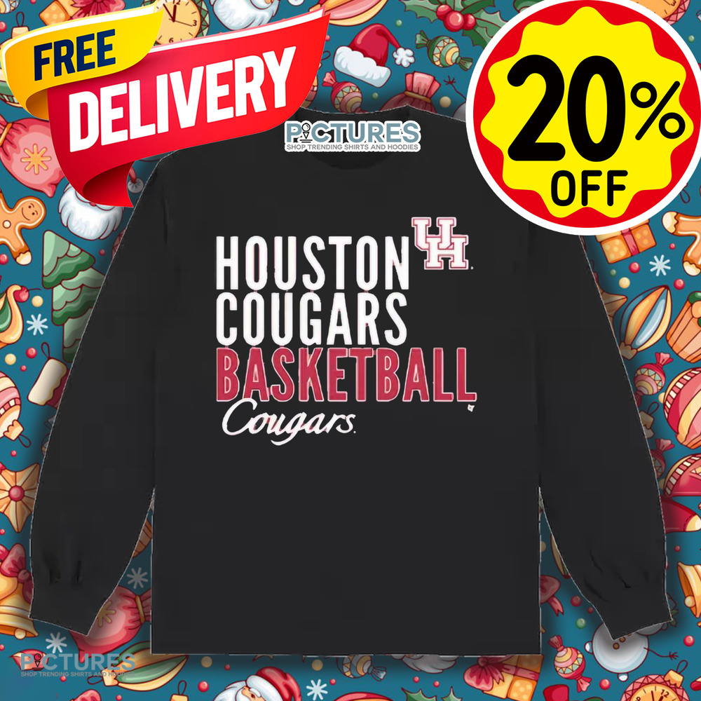 Houston Cougars Basketball Cougars Text Overlay Shirt Houston Cougars Basketball Cougars Text Overlay Shirt