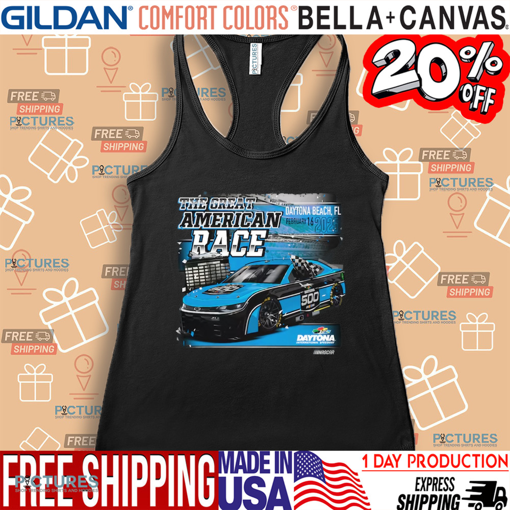 International Speedway Checkered Flag Sports Black 2025 Daytona 500 Graphic Shirt