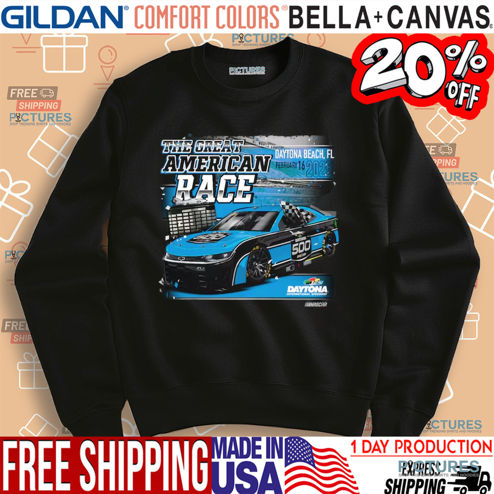 International Speedway Checkered Flag Sports Black 2025 Daytona 500 Graphic Shirt