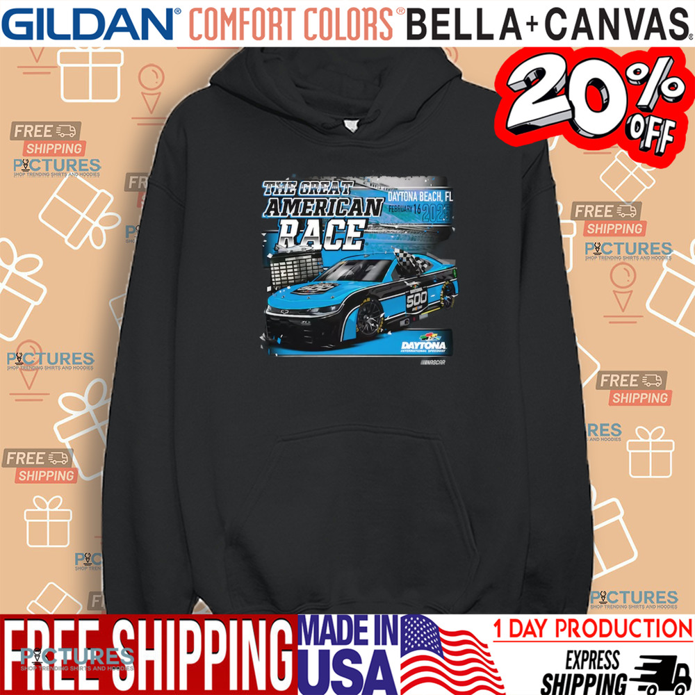 International Speedway Checkered Flag Sports Black 2025 Daytona 500 Graphic Shirt