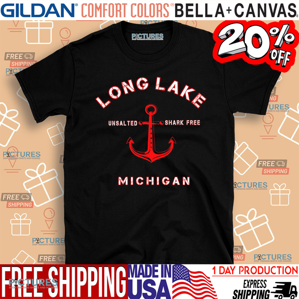 Long Lake Unsalted Shark Free Michigan Shirt