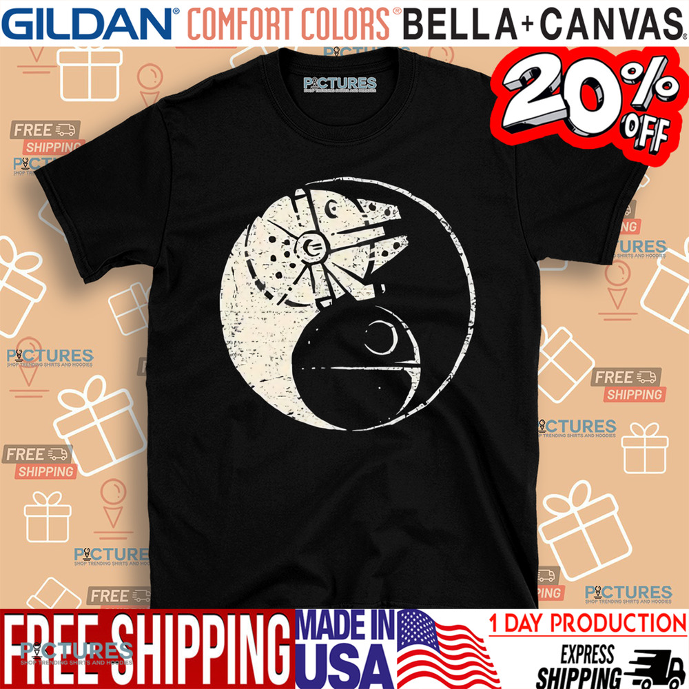 Millennium Falcon and Death Star Balancing The Force shirt