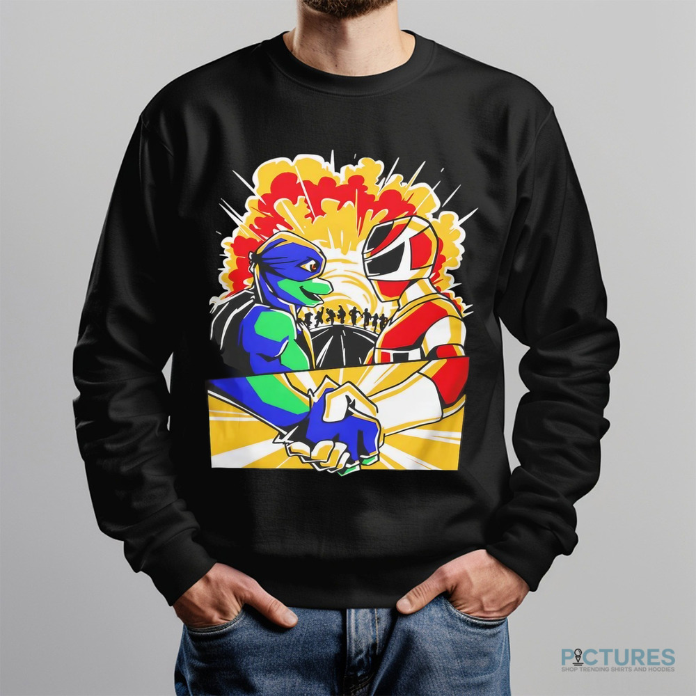 Mutant power team Teenage Mutant Ninja Turtles and Mighty Morphin Power Rangers teamed up shirt