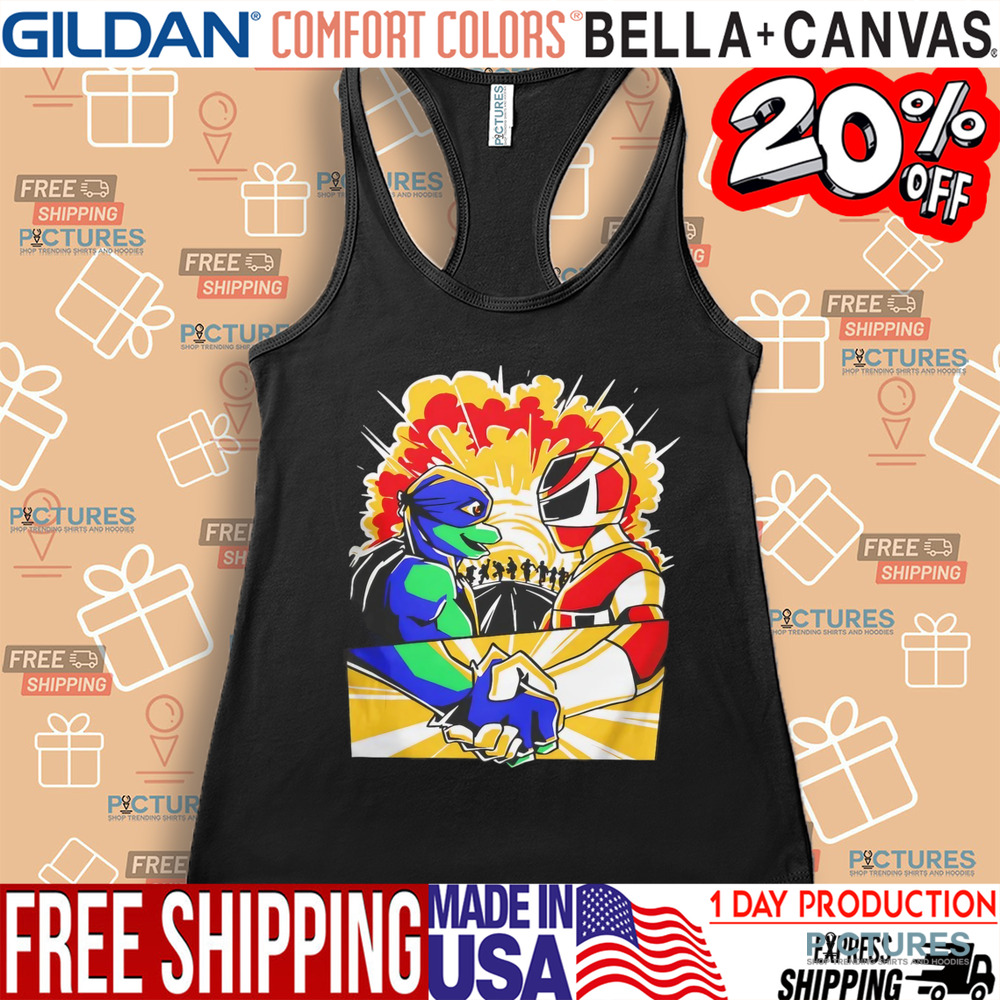 Mutant power team Teenage Mutant Ninja Turtles and Mighty Morphin Power Rangers teamed up shirt