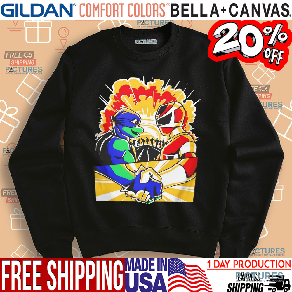 Mutant power team Teenage Mutant Ninja Turtles and Mighty Morphin Power Rangers teamed up shirt