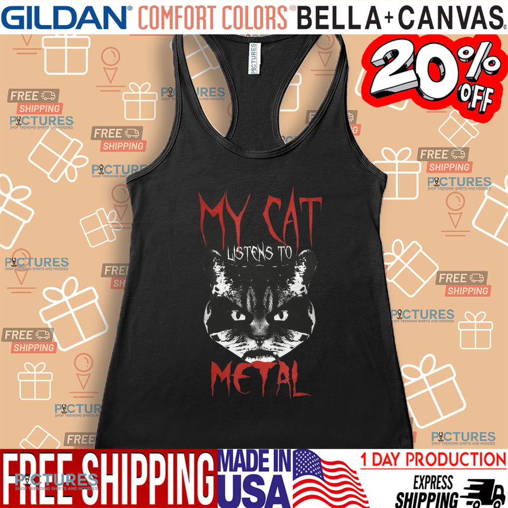My Cat Listens to Metal Design Gothique Rock Black Metal Shirt
