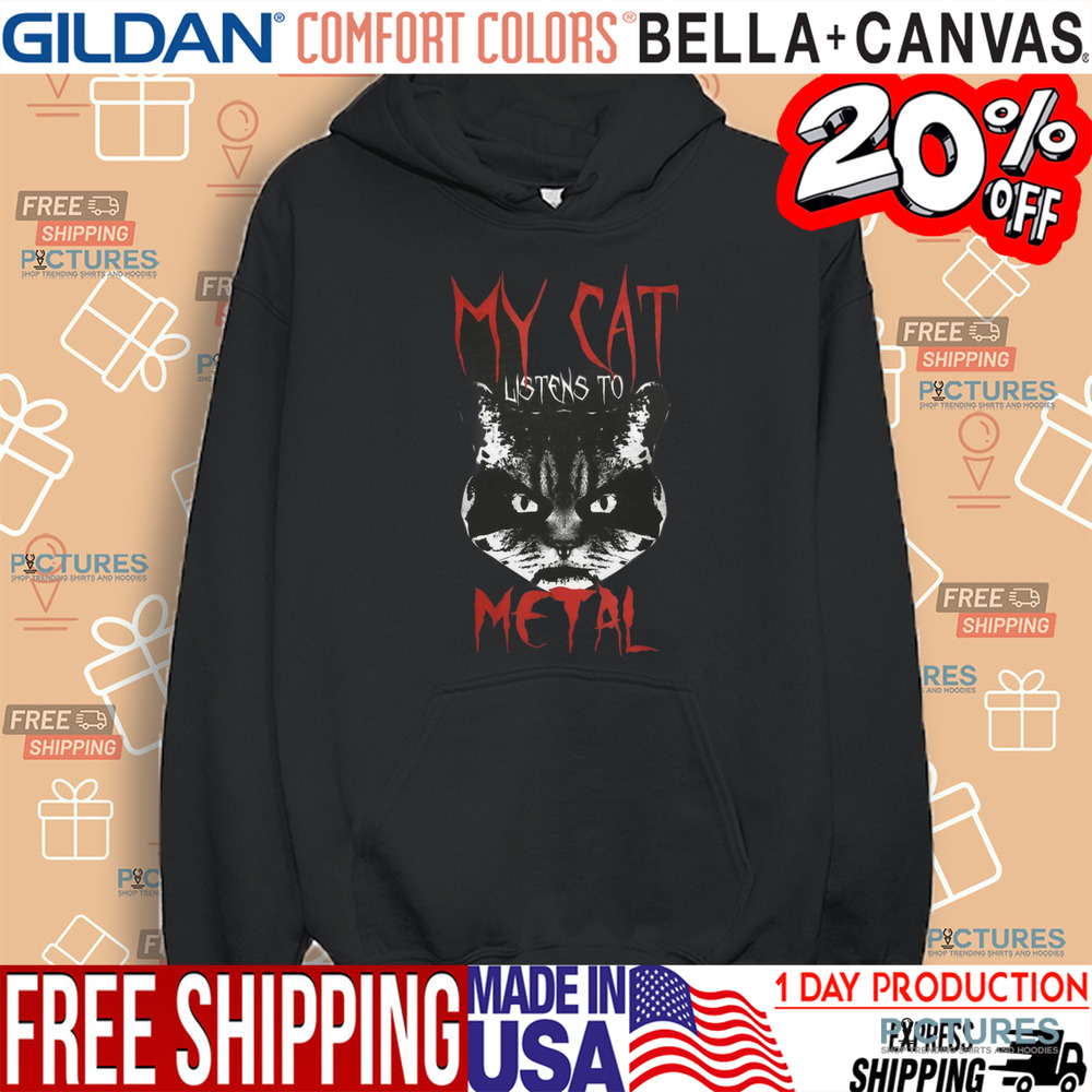 My Cat Listens to Metal Design Gothique Rock Black Metal Shirt