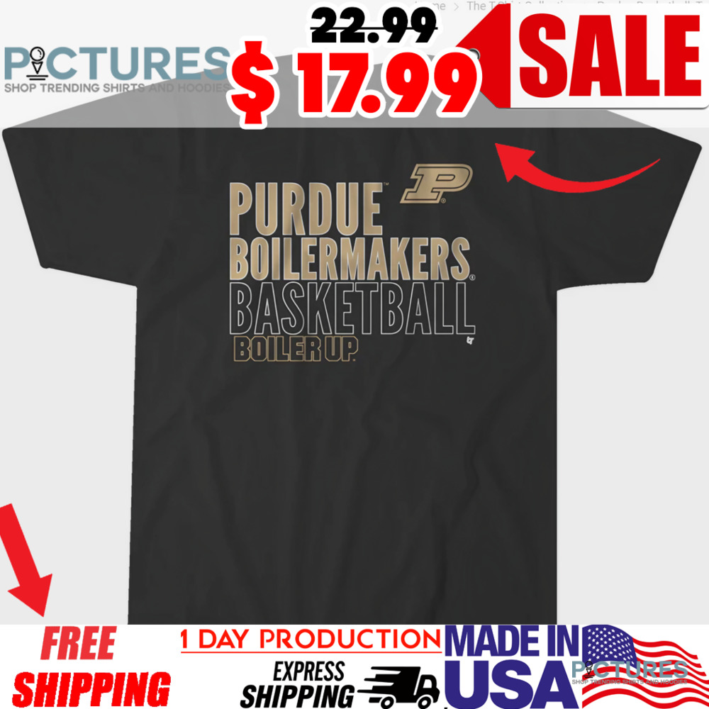 Purdue Boilermakers Basketball Boiler Up Text Logo Overlay Shirt