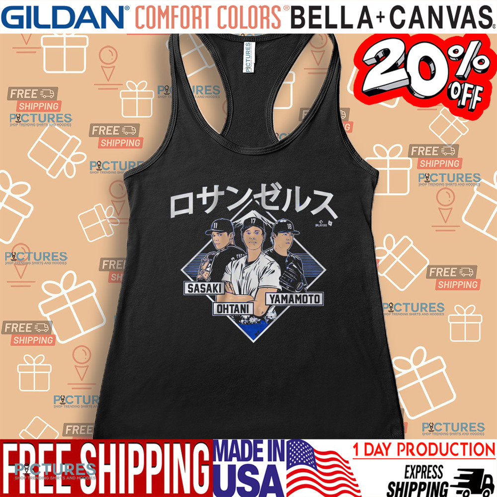 Shohei Ohtani, Yoshinobu Yamamoto and Roki Sasaki Los Angeles Dodgers Kanji MLB Baseball Shirt