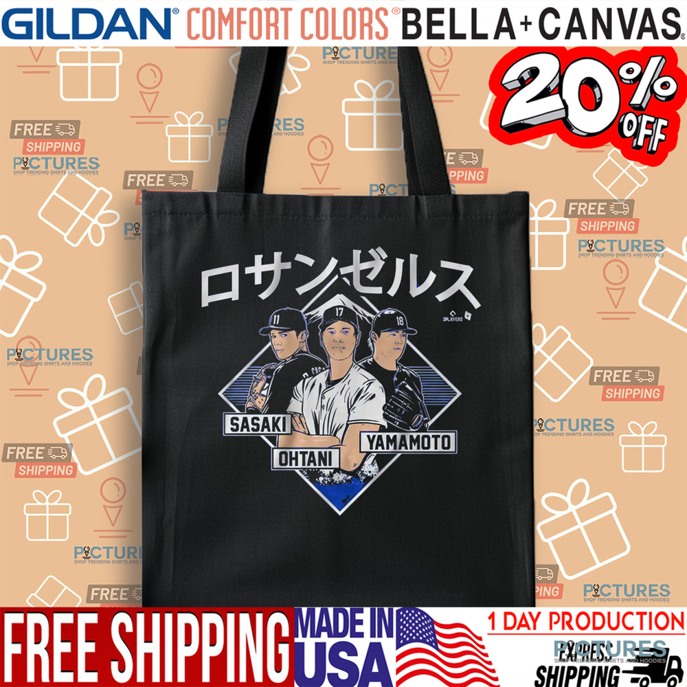 Shohei Ohtani, Yoshinobu Yamamoto and Roki Sasaki Los Angeles Dodgers Kanji MLB Baseball Shirt