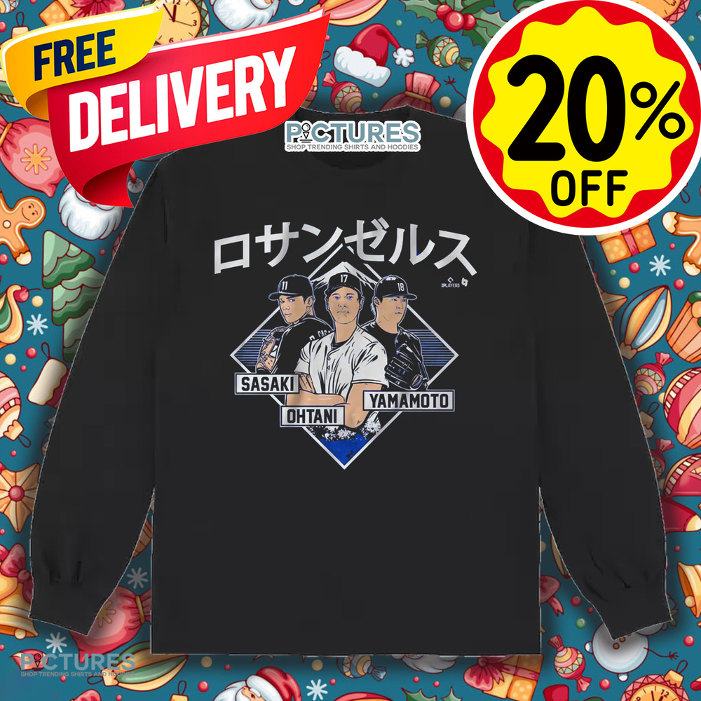 Shohei Ohtani, Yoshinobu Yamamoto and Roki Sasaki Los Angeles Dodgers Kanji MLB Baseball Shirt