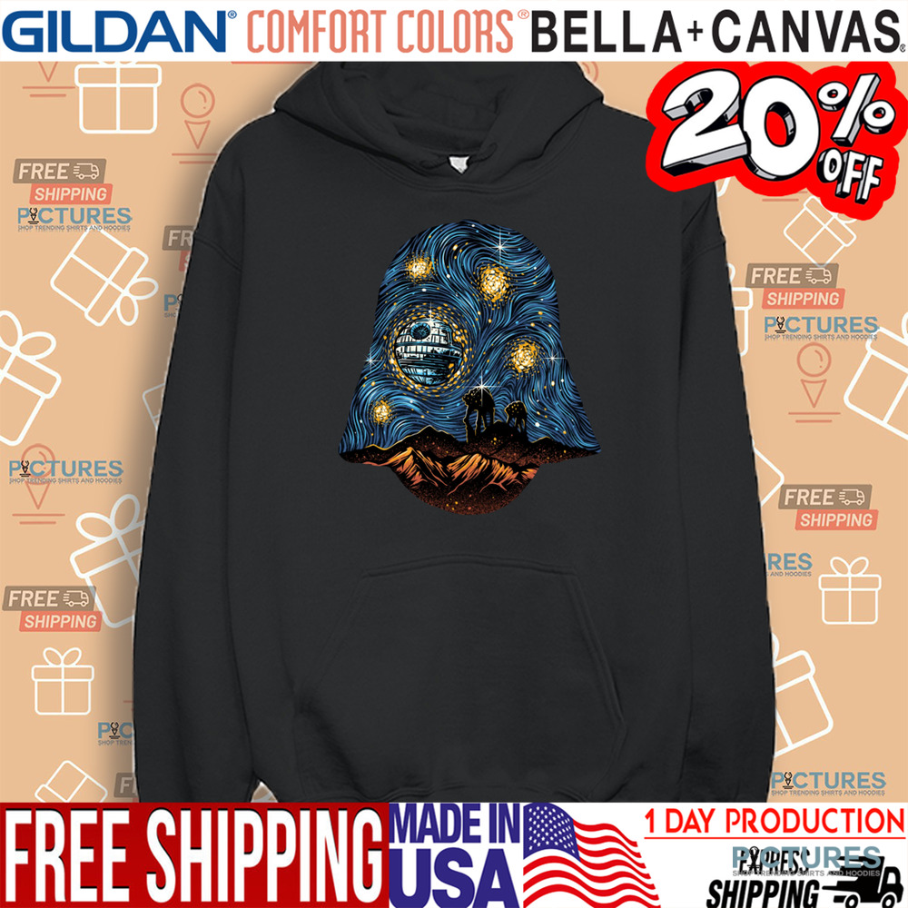 Starry Night Star Wars A Landscape With At At And The Death Star X Darth Vaders Helmet 2025 Shirt