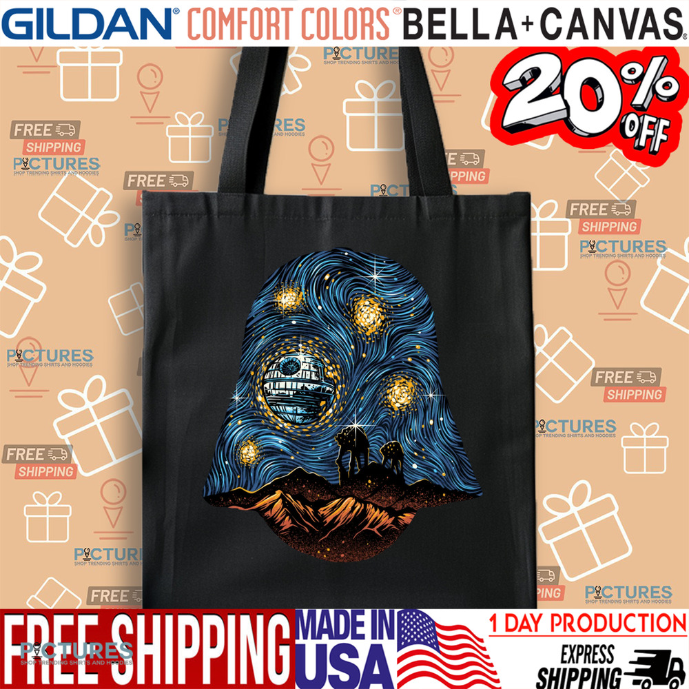 Starry Night Star Wars A Landscape With At At And The Death Star X Darth Vaders Helmet 2025 Shirt