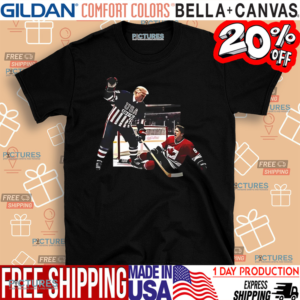 Trump Defeating Justin Trudeau Funny Hockey Meme Shirt