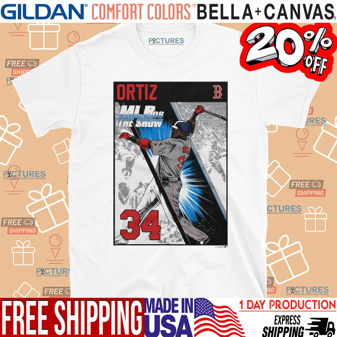 Big Papi MLB The Show 06 David Ortiz Boston Red Sox Cover Card Shirt