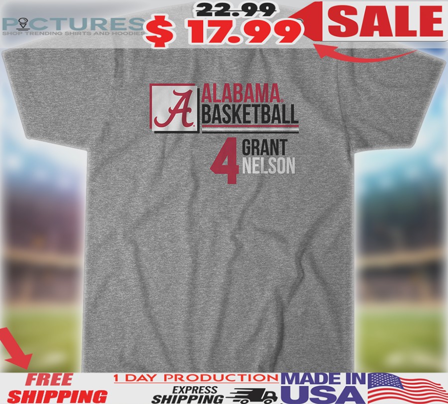 Alabama Crimson Tide Basketball Grant Nelson 4 Overlay Text Shirt
