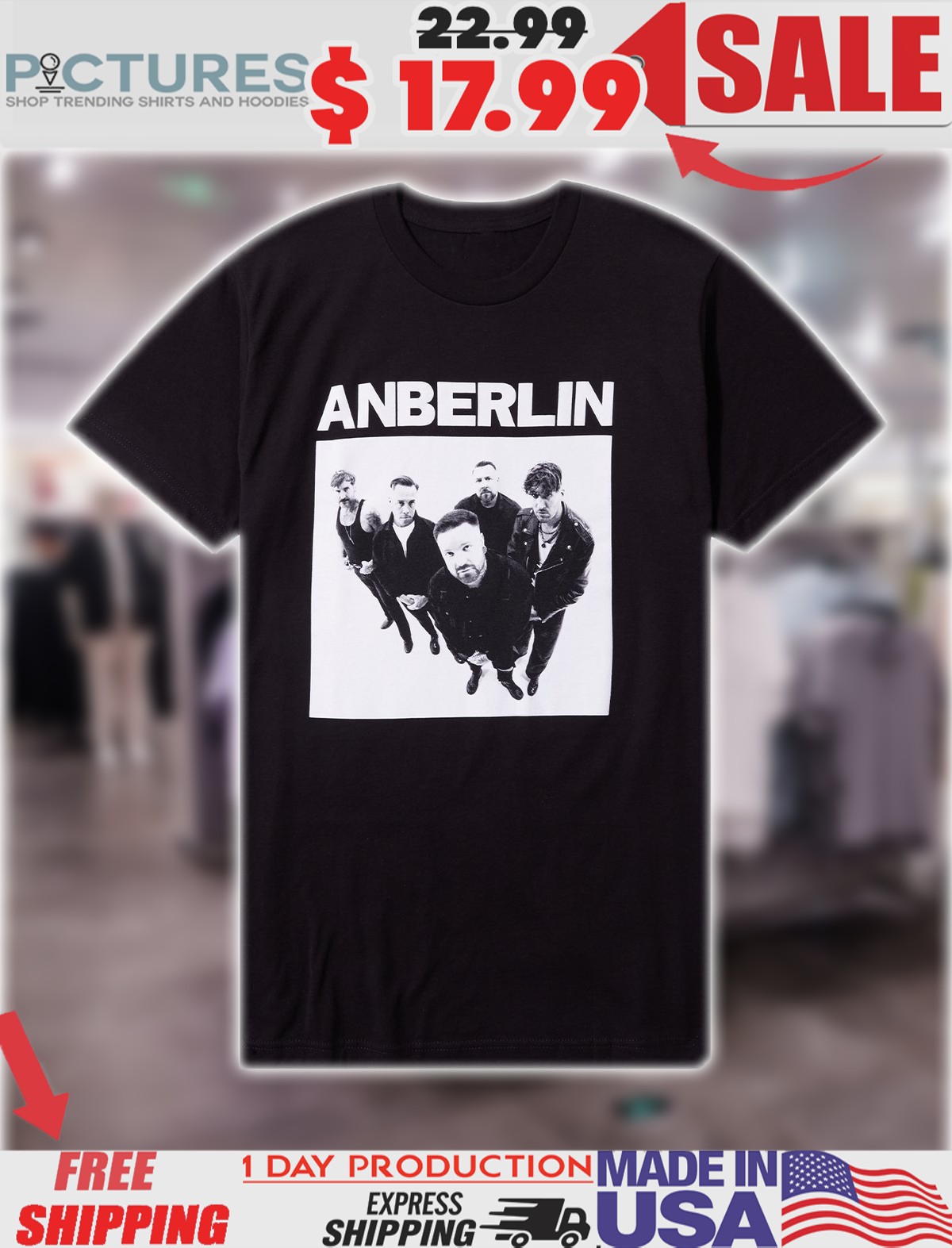 Anberlin Black & White Group Photo Vintage Shirt