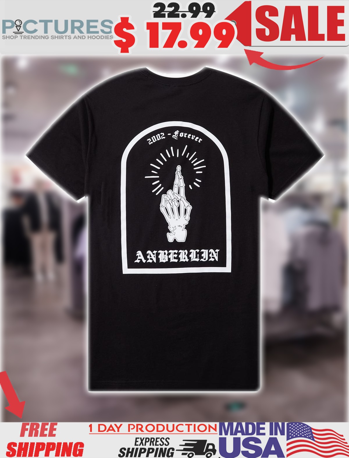 Anberlin Forever 2002 Skeleton Hand Vintage Shirt